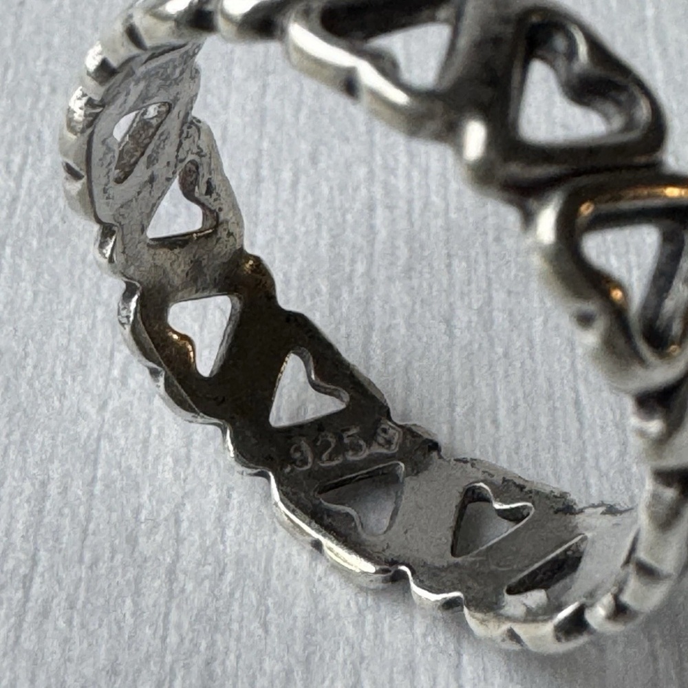 Silver Heart Pattern Ring - image 2